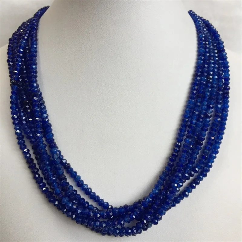 Emerald Jade Beaded Choker Necklace with Sapphire Accents