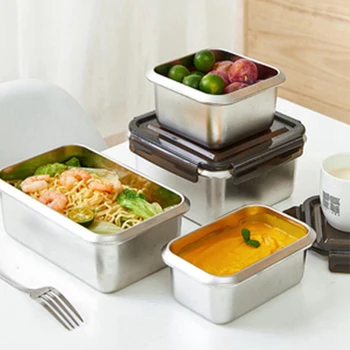 

Portable Stainless Steel Storage Box Preservation Box Reusable Food Container Durable Fresh Keeping Container Home Accessories