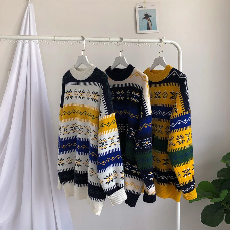 Plus Size Winter Sweater Men Long Sleeve Thick Streetwear Fashion Autumn Winter Sweater Christmas Warm Men Pullover Solid Loose