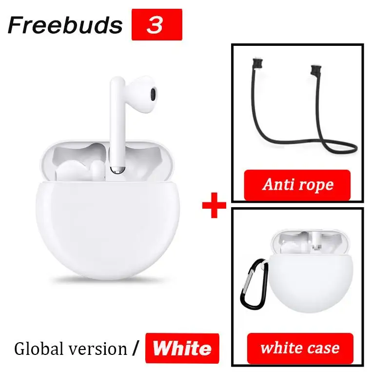 Беспроводные наушники huawei Freebuds 3 TWS, Bluetooth наушники с активным шумоподавлением, Bluetooth 5,1, управление нажатием, 20 часов работы - Цвет: White n case n rope