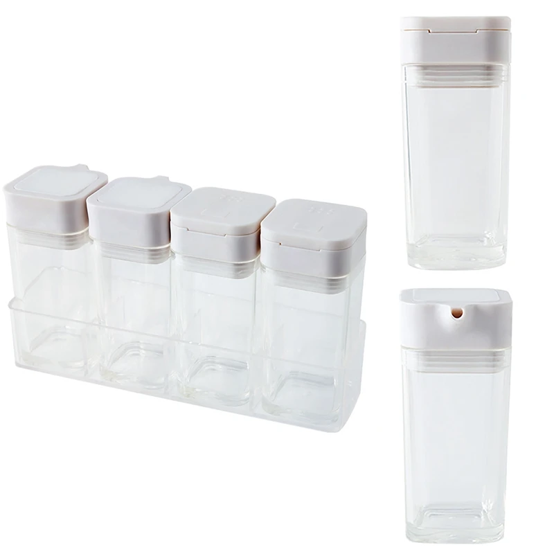 Кухонные прозрачные банки для специй многоразовые герметичные контейнеры для специй пластиковые бутылки для специй с белыми крышками свободно стоящая стойка для приправ