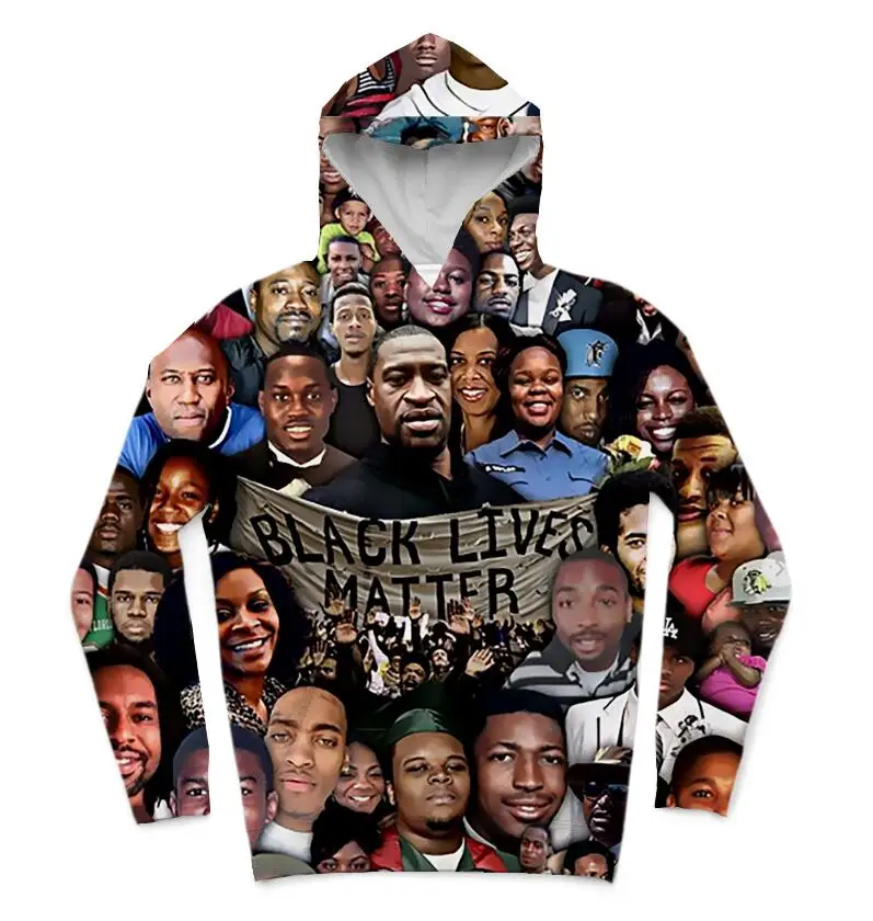 

REAL American SIZE 2 styles black lives matter collage Sublimation Printing Hoodies Jacket