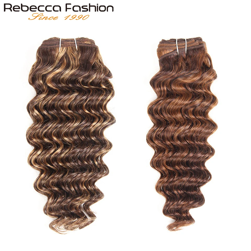 Buena Compra Rebecca Deep Wave-extensiones de pelo ondulado brasileño Remy, 5 colores, extensiones de cabello humano, 100g, marrón, Rubio, para salón lnKn6R6o