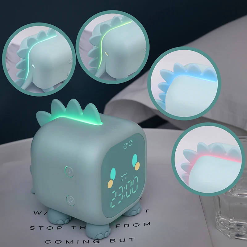 

Children Cute Dinosaur Digital Alarm Clock Kids Creative Rechargeable Electronic Cartoon Alarm Clock Wake Up Night Light Relojes