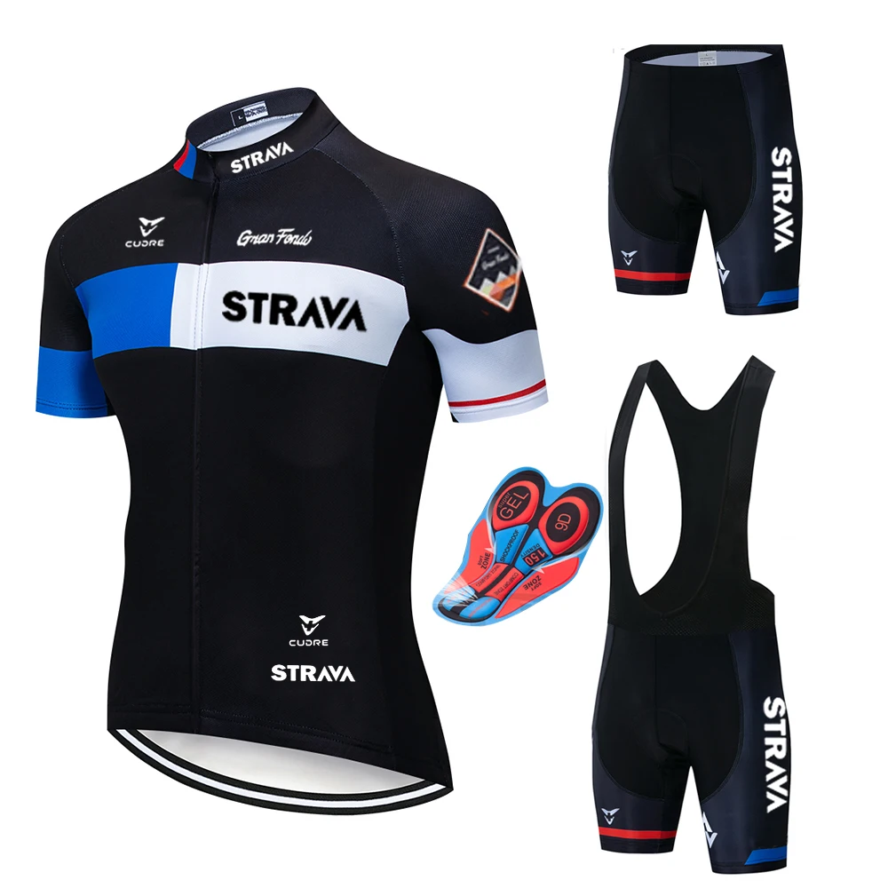 2020 новый Pro Team STRAVA набор Велоспорт велосипед Джерси Комплект Езда на велосипеде