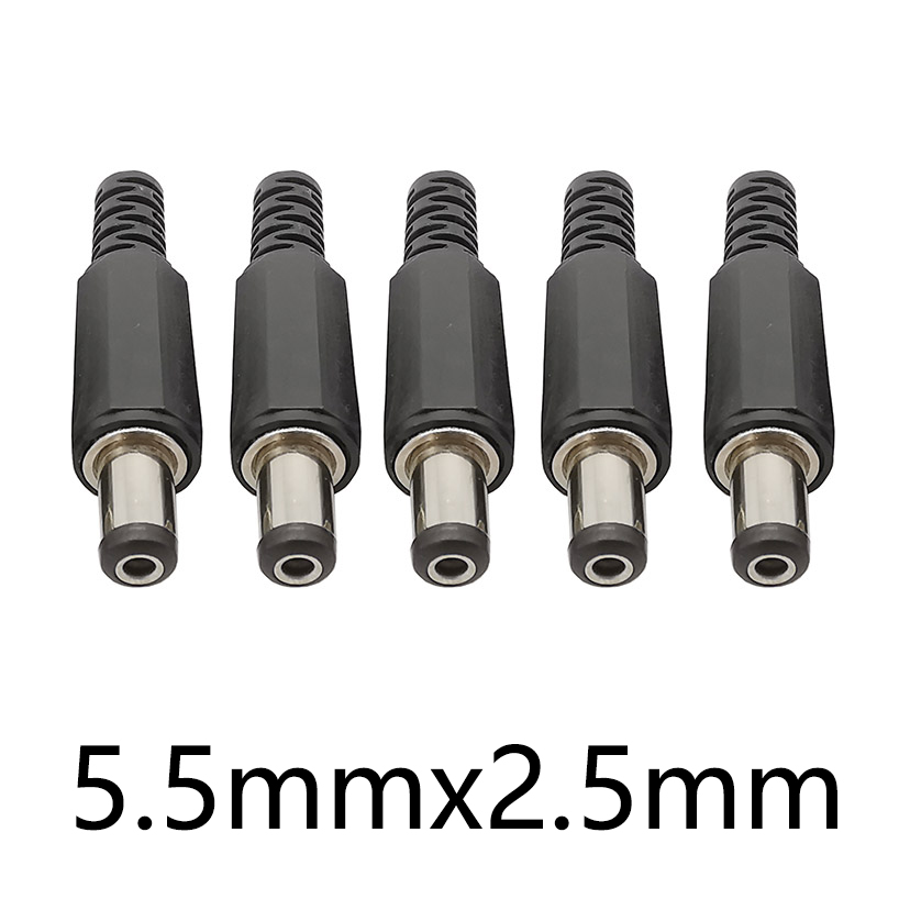 5/10Pcs 5.5X2.5 mm DC Power Plug Jack Connector Black Plastic Cover 5.5*2.5mm DC Male Wire Terminals Adapter