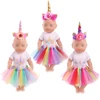 43 cm baby dolls clothes 3 color Unicorn costume handmade lace skirt Dress fit American 18 inch Girls doll f746