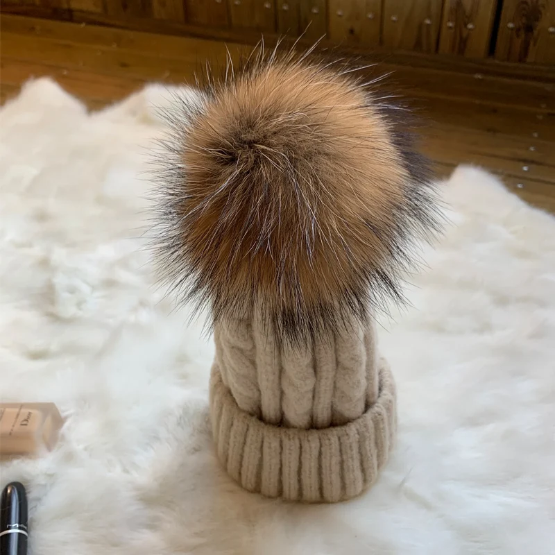 Вязаные шерстяные меховые зимние шапки с помпоном для женщин skullies beanies hat с помпоном femme bonnet Лыжная шапка