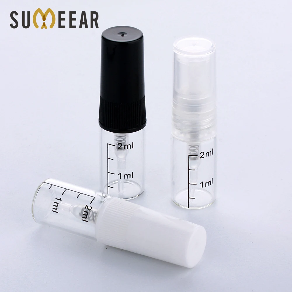 100 Pcs/lot 2ml Scale Glass Bottle Empty Perfume Bottles Portable Spray Small Sample Bottle Atomizer travel scales luggage hand held luggage scale travel high sensitivity light portable weight weighting tool for luggage outdoor