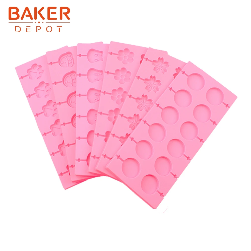 BAKER DEPOT оптом силиконовые формы для леденцы Конфеты Шоколад круглый клейкий бисквит форма цветок Торт Украшение Инструмент Упаковка из 10