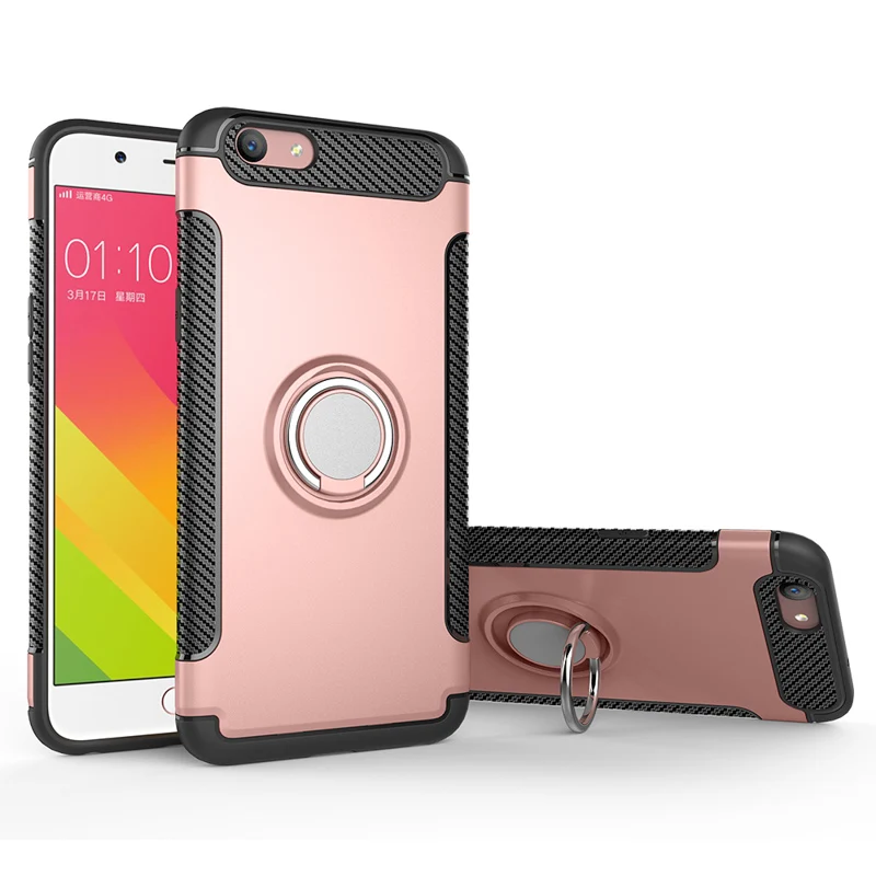 Rose Golden Oppo Рено 10X чехол с кольцом-держателем Броня Бампер Защитный чехол-накладка на заднюю панель OPPO A3s A5 AX5 A59 F1S найти 9 A79 A83 A1 F5 F9 A7X чехол для телефона - Цвет: Rose Golden
