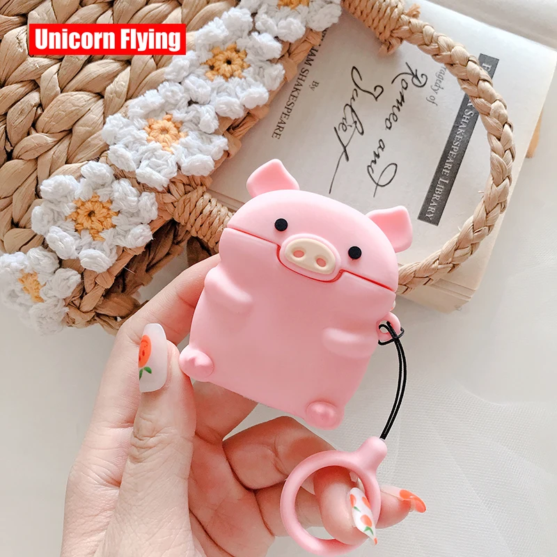 

LinXiang Cute 3D Little Pink Pig Piggy Bluetooth Earphone Silicone Protective Case Cover For Apple Airpods 1 2