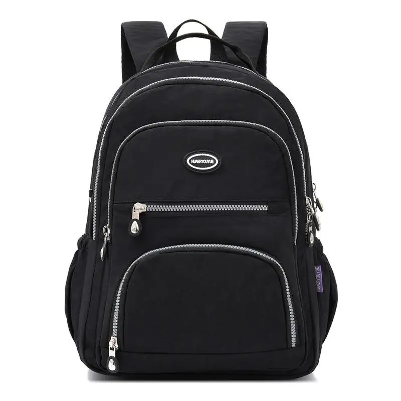Водонепроницаемый нейлоновый женский рюкзак, многофункциональный женский рюкзак, сумка для ноутбука, высококачественный школьный рюкзак для девочек, дорожная сумка - Цвет: Черный