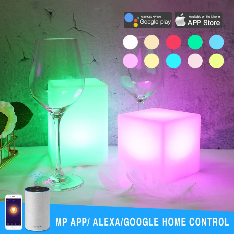 smart wifi RGB led table Lamp MP APP remote control party night light USB rechargeable Luz de noche works with alexa google home | Лампы и