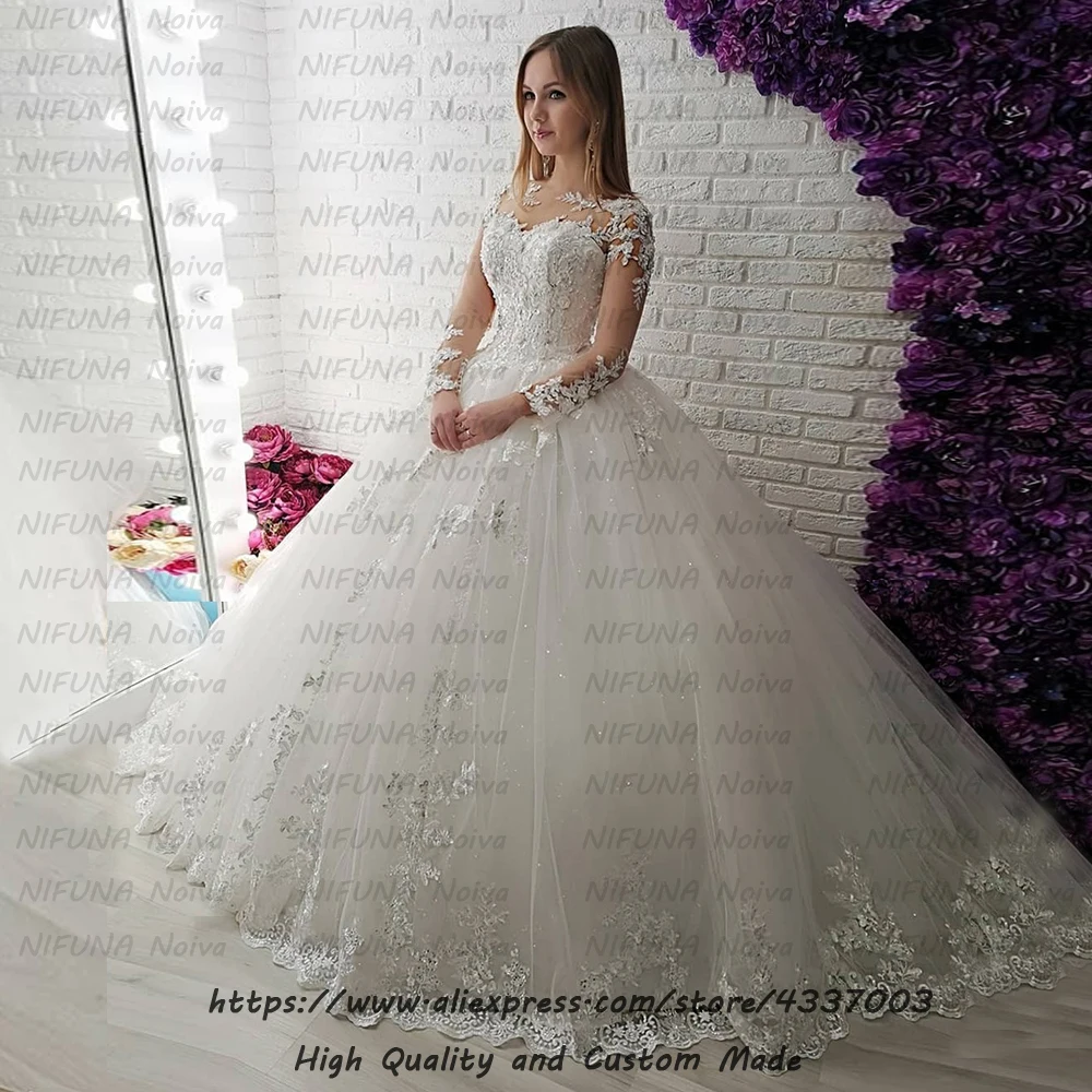 Vestidos De Novia кружевное свадебное платье в стиле бохо романтическое свадебное платье с длинным рукавом и аппликацией из бисера бальное платье Robe de Mariee