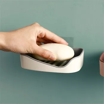 

Wall-Mounted Soap Box Holder Bathroom Storage Box Drain Soap Dish Sucker Soap Holder Bathroom Tray Accessories X6X15106