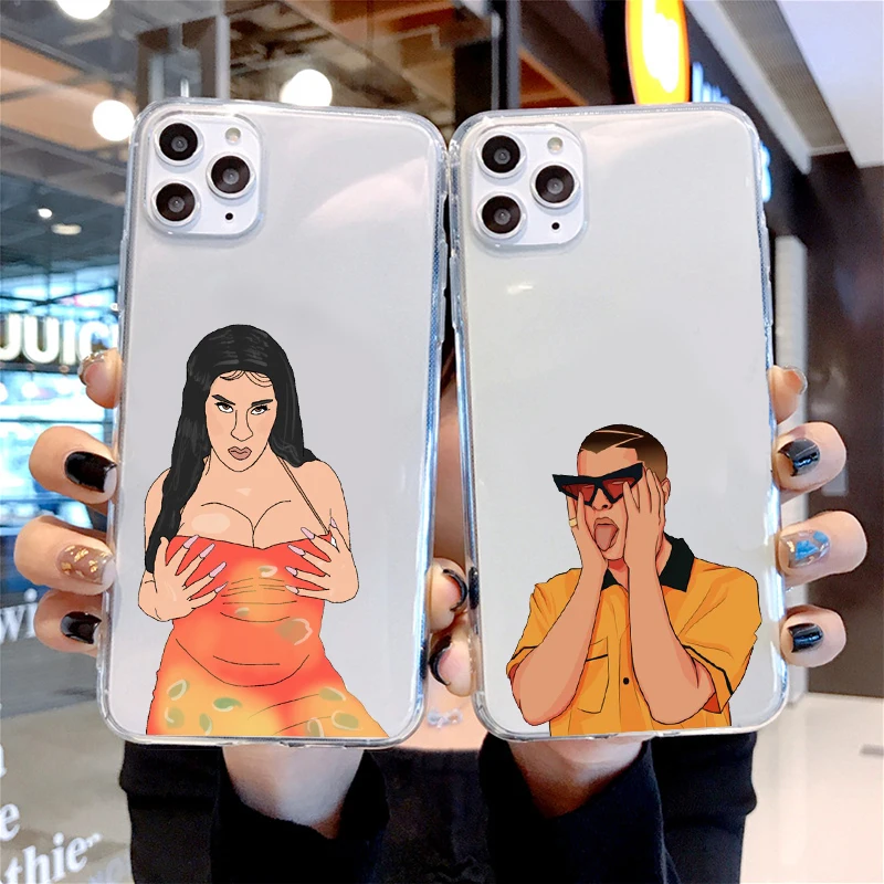 Прозрачный чехол для телефона SexyYo Perreo Sola Bad Bunny с мультяшным персонажем iphone12 11 Pro MAX