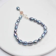 ASHIQI искусственный жемчуг в стиле барокко натуральный Клубника Кристалл Шарм Браслеты для женщин 925 серебро застежка Ювелирная подарок