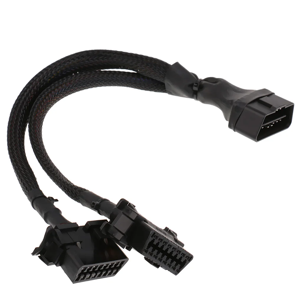 1ft OBD2 OBDII Splitter Extension Cable 16pin Male to Dual Female Y Cable 30cm