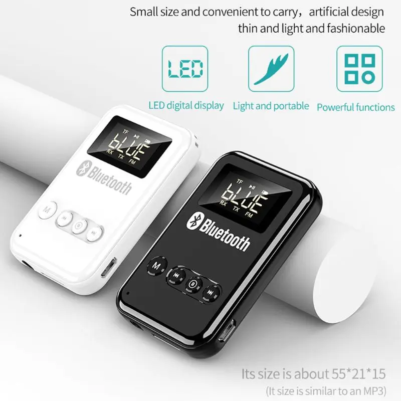 

5in1 Bluetooth 5.0 Transmitter Receiver FM TF Player with Display for PC TV Car