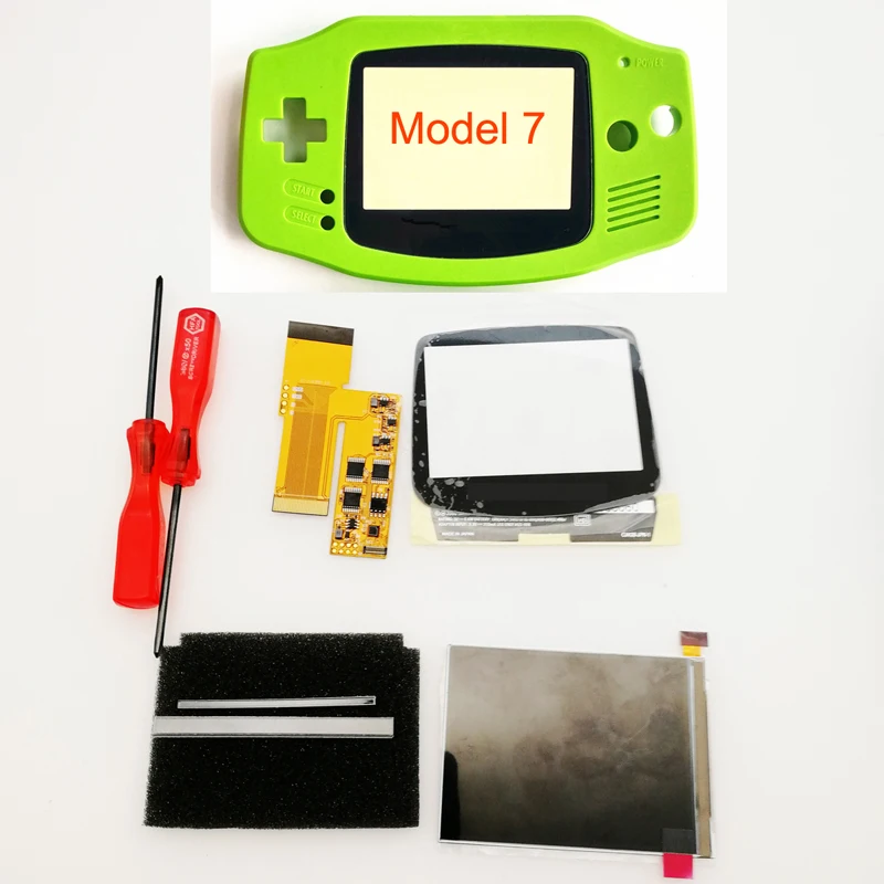 Green DIY ips GBA ЖК-экран 10 уровней высокой яркости подсветки для kingd Gameboy Advance консоль V2 версия с предварительно вырезанным корпусом - Цвет: Green