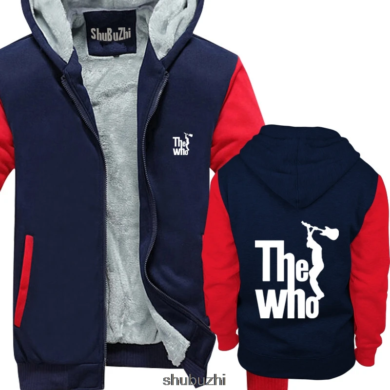 navy red The Who, мужская толстовка с капюшоном, Ретро мода, музыкальный человек с гитарой, мужские зимние толстовки, мужское толстое пальто, евро размер, куртка sbz3286 - Цвет: navy red