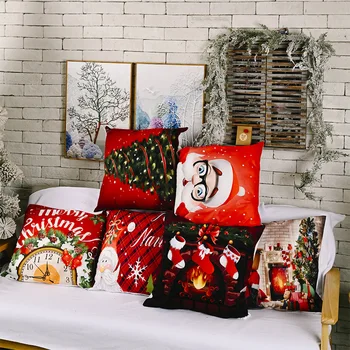 

Santa Print Pillowcase Home Decor for Dining Room Kitchen Wedding Christmas Sofa Decorative Cushion Pillow Cover