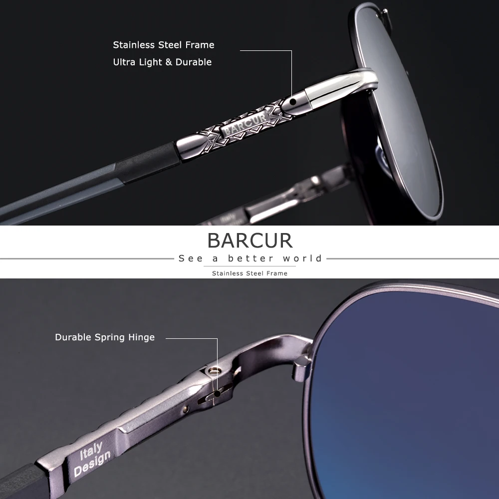 BARCUR, мужские солнцезащитные очки, поляризационные, UV400, защита для вождения, солнцезащитные очки, женские, мужские, Oculos de sol