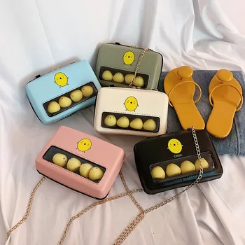 

Kawaii Cartoon Chick Design Women's Shoulder Bags Transparent Pvc Ladies Cute Printed Messenger Crossbody Bags Female Bolsas New