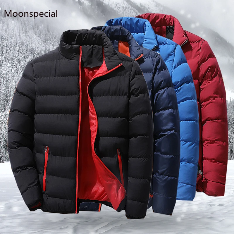 

Mens Casual Jacket Warm Winter Autumn Zipper Men Clothing Waterproof Windbreaker Coat Male Outwear Solid Plus Size Winter Coat