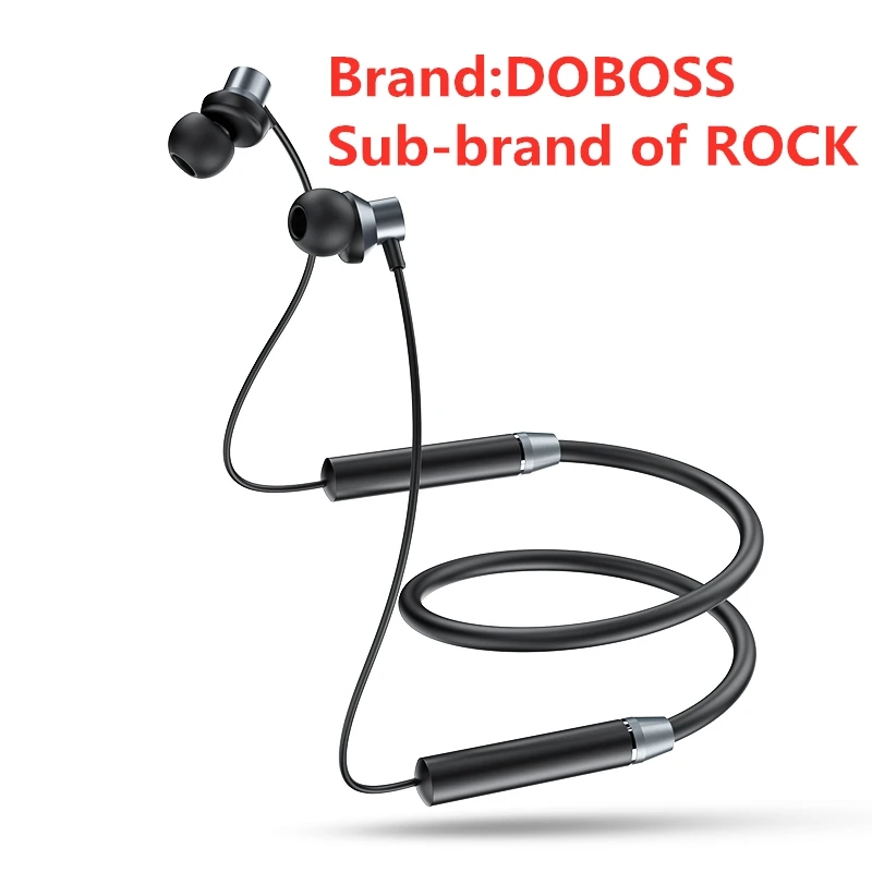 ROCK Sport магнитные Bluetooth V5.0 наушники беспроводные наушники магнитные наушники с микрофоном Стерео Auriculares шейным ремешком - Цвет: BLACK