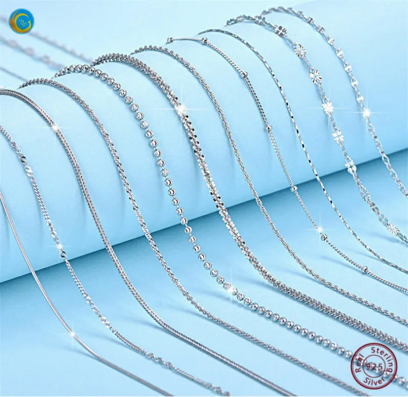 

10 modles 100% 925 sterling silver links rose gold silver gold white gold chain necklaces for DIY YFL002B