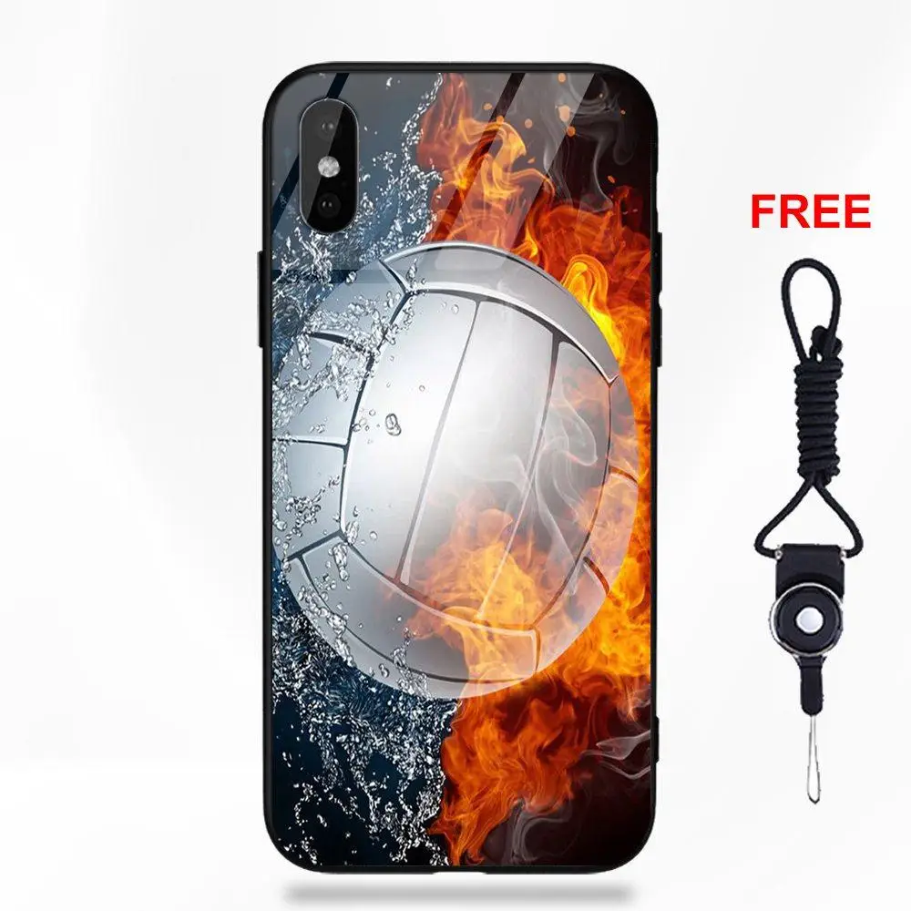 Футбольная силиконовая ТПУ оправа закаленное стекло телефон Coque для Apple IPhone X XS Max XR 5 5C 5S SE 6 6S 7 8 Plus