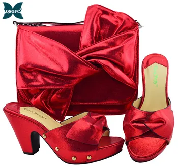 

Arrivals 2020 Summer High Quality Italian Women Shoes Matching Bag Nigerian Ladies Red Color Shoes And Bag for Wedding