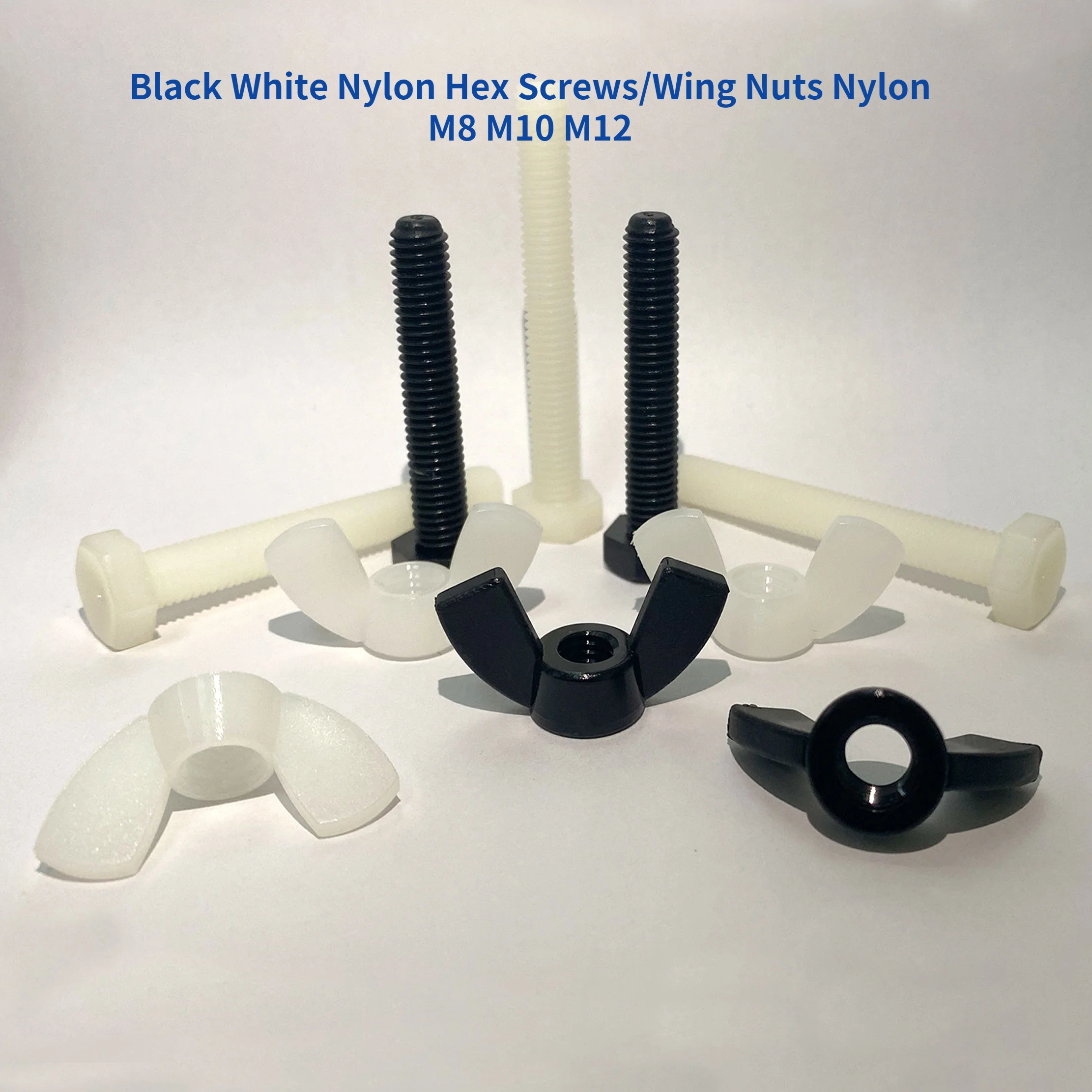 Nylon Hex Screws Hex Bolts Nylon Plastic Hexagonal Screw M6 M8 10-100mm Length 