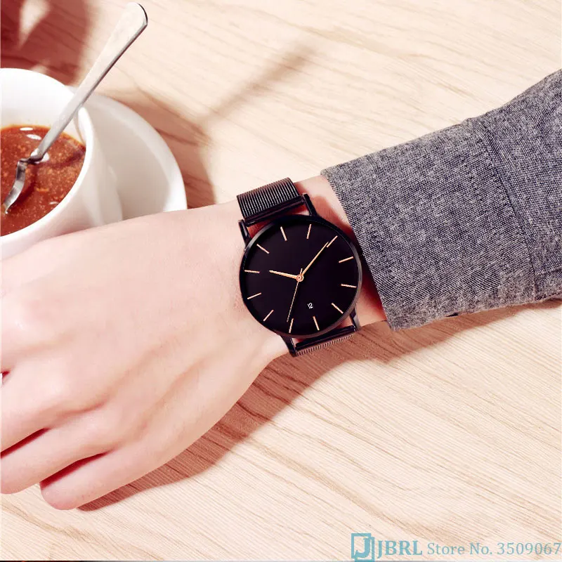 Черные кварцевые часы, мужские часы от известного бренда, Классические наручные часы из нержавеющей стали для мужчин, мужские наручные часы, часы для мужчин