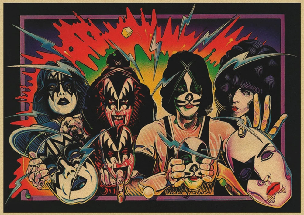 ВИНТАЖНЫЙ ПЛАКАТ Kiss band Kraft в стиле ретро Европейская и американская музыкальная
