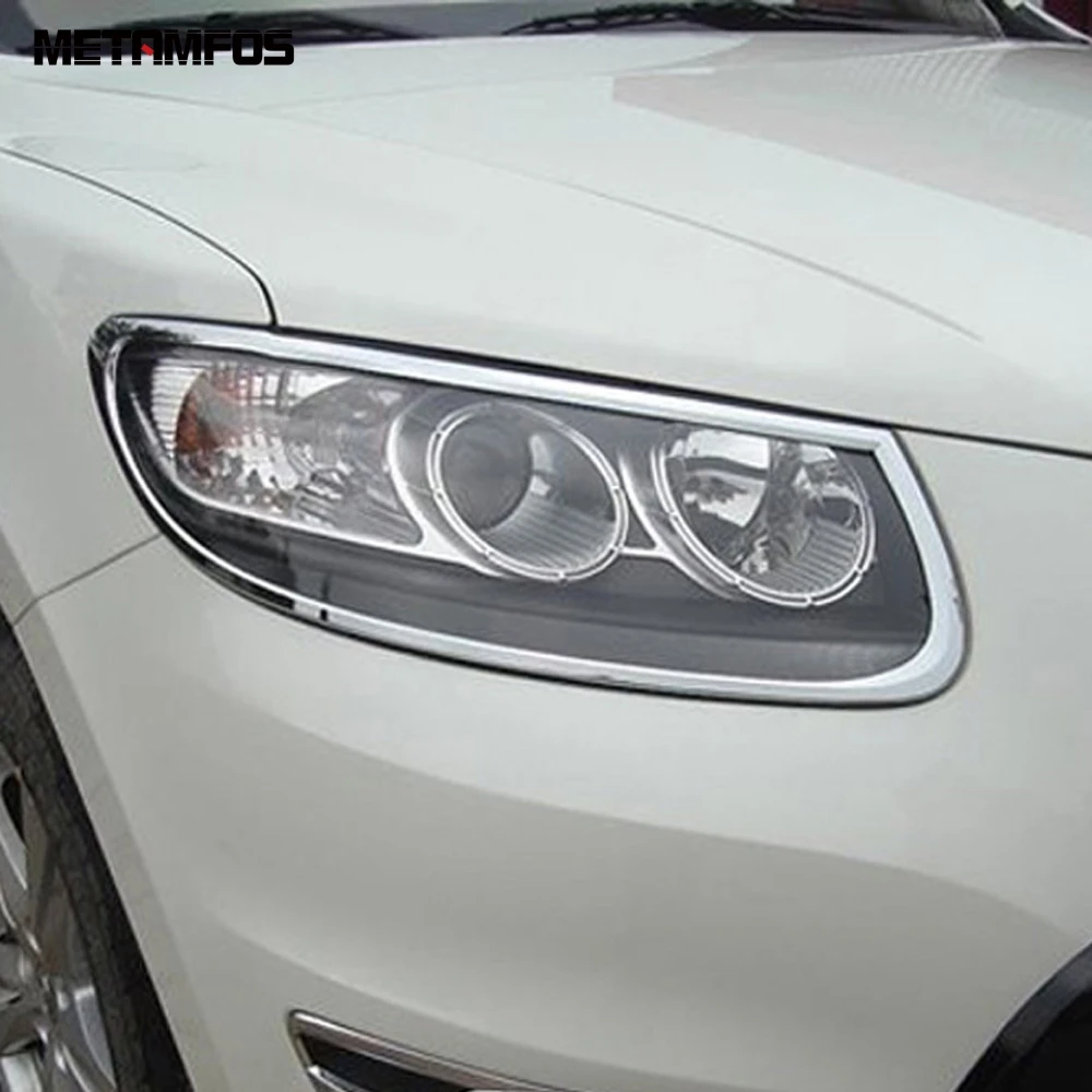 Для hyundai Santa Fe 2010 2011 Хром Передняя фара Крышка лампы отделка рамка Украшение Наклейка внешние аксессуары для автомобиля Стайлинг