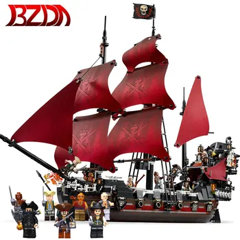 

BZDA Pirate Street View Building Blocks Queen Anne's Revenge Model Bay Fisherman Puzzle Building Blocks Children's Gift Bricks D
