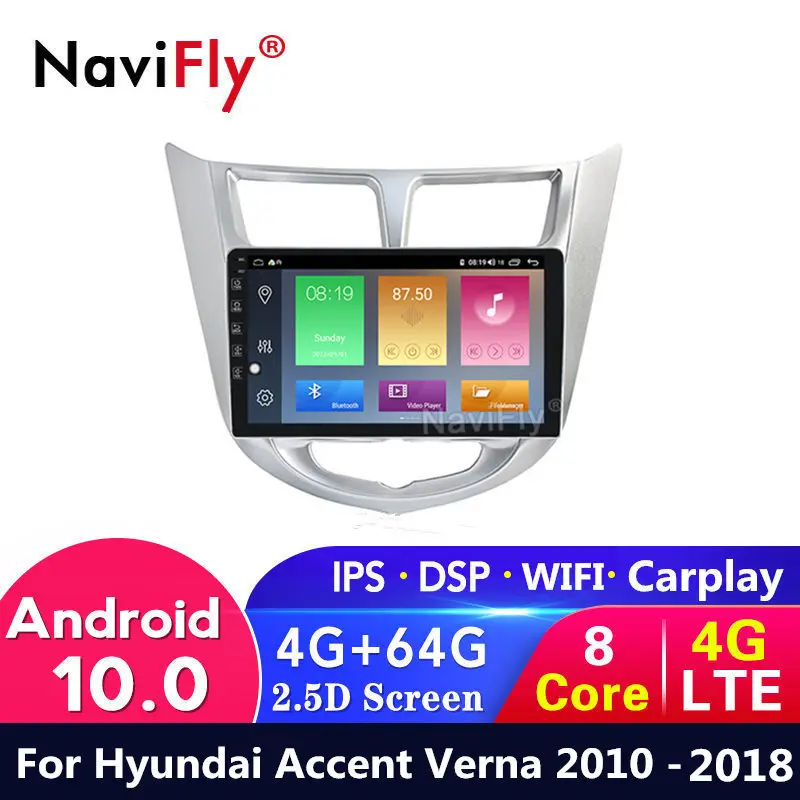 Автомобильная Мультимедийная система автомагнитола на Android 10 IPS DSP 4G LTE для Solaris 1 2