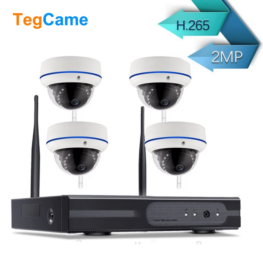

Tegcame 4CH 1080P Wifi NVR Kit Security Camera CCTV System Indoor Outdoor IP Dome Camera Wi-fi P2P Video Surveillance Set HD