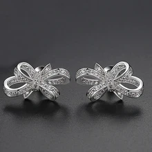 Модные сверкающие серьги-гвоздики с бантом, с прозрачным AAA кубическим цирконием, женские вечерние Роскошные ювелирные изделия, элегантные свадебные подарки