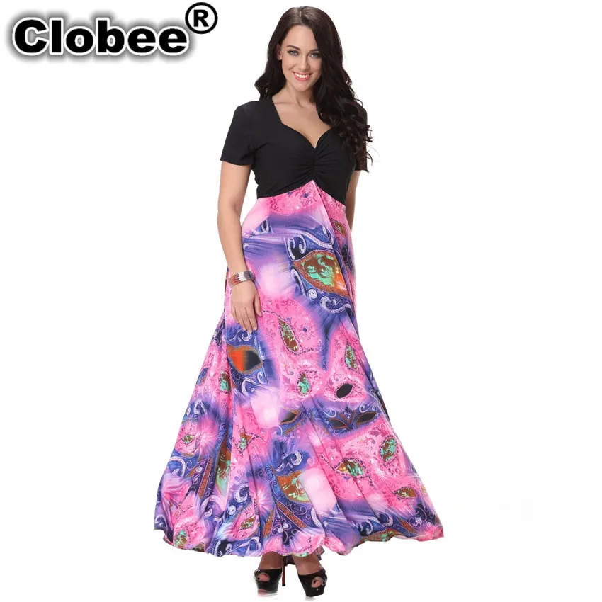 Harajuku Vestido Largo 2019 tallas grandes большой размер 7XL глубокий v-образный вырез с коротким