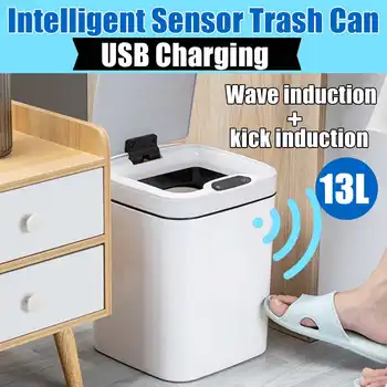 

Automatic Touchless Trash Cans Infrared Motion Sensor with Lid for Kitchen Bathroom Office Bedroom,13L,Waterproof