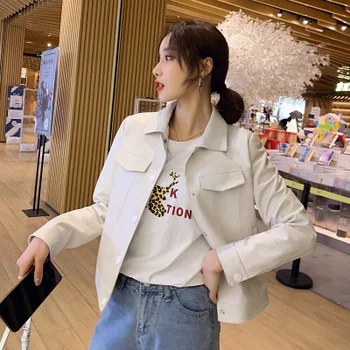 

2020 Women Spring Genuine Real Sheep Leather Jacket R9