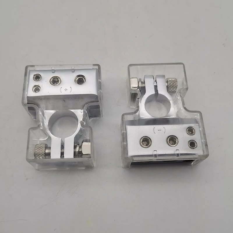 2 Pcs Car Positive/ Negative Battery Terminal Clamp Connector Tool Silver Metal