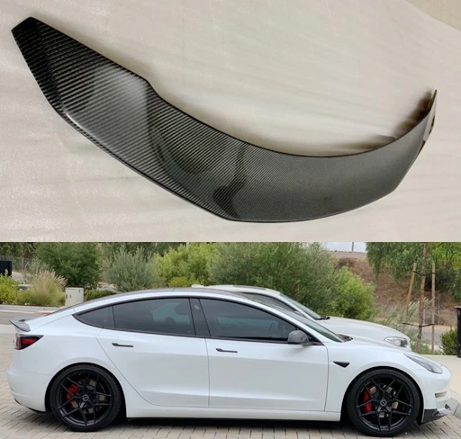 Задний спойлер из углеродного волокна для Tesla Model 3 2017 2020 задний багажника на крышу