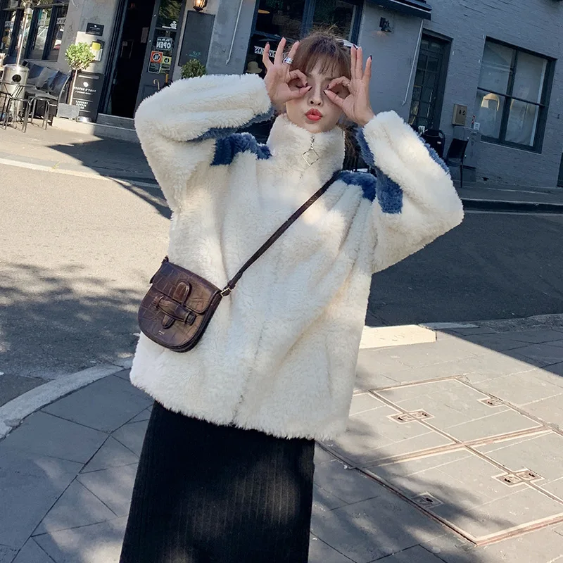 

Photo Shoot Circle Lambs Wool Joint Coat Women's Winter New Style Korean-style Loose-Fit Short Winter Thick Plush Cotton-padded