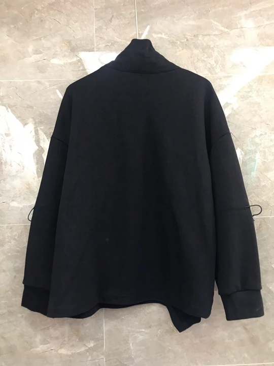 Autumn and Winter New Women's Wear Small Standing Collar Pure Color Decoration Long Sleeve Loose Bottom Top Guard 1004