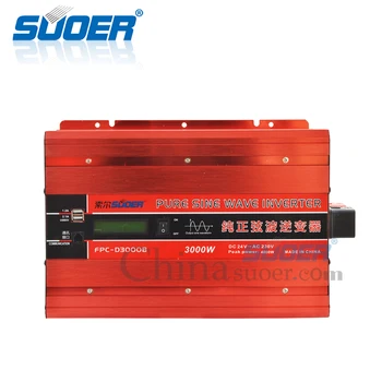 

Suoer【 Pure Sine Wave Inverter 】 Pure Sine Wave Solar DC AC 24V 220V 3000W Off Grid Inverter (FPC-D3000B) With Digital Display